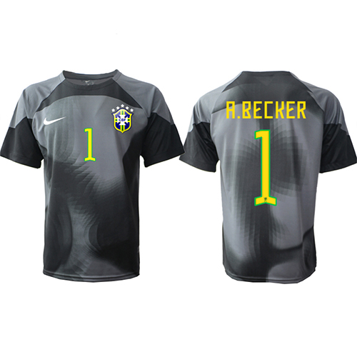 Brasilien Alisson Becker #1 Målmand Replika Hjemmebanetrøje VM 2022 Kortærmet